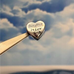 Sterling silver daughter in law CZ heart love charm bead